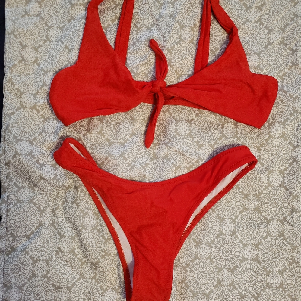 Red Tie Knot Bikini